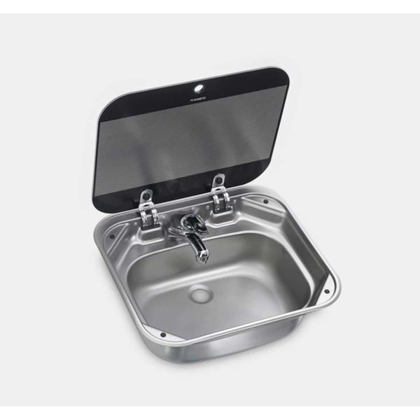 Dometic Square Stainless Steel Sink with Glass Lid